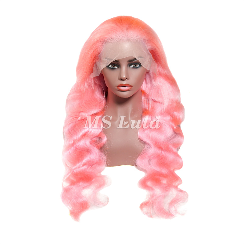 Pink Color 13x4 Transparent Lace Front Wigs Body Wave - 图片 2